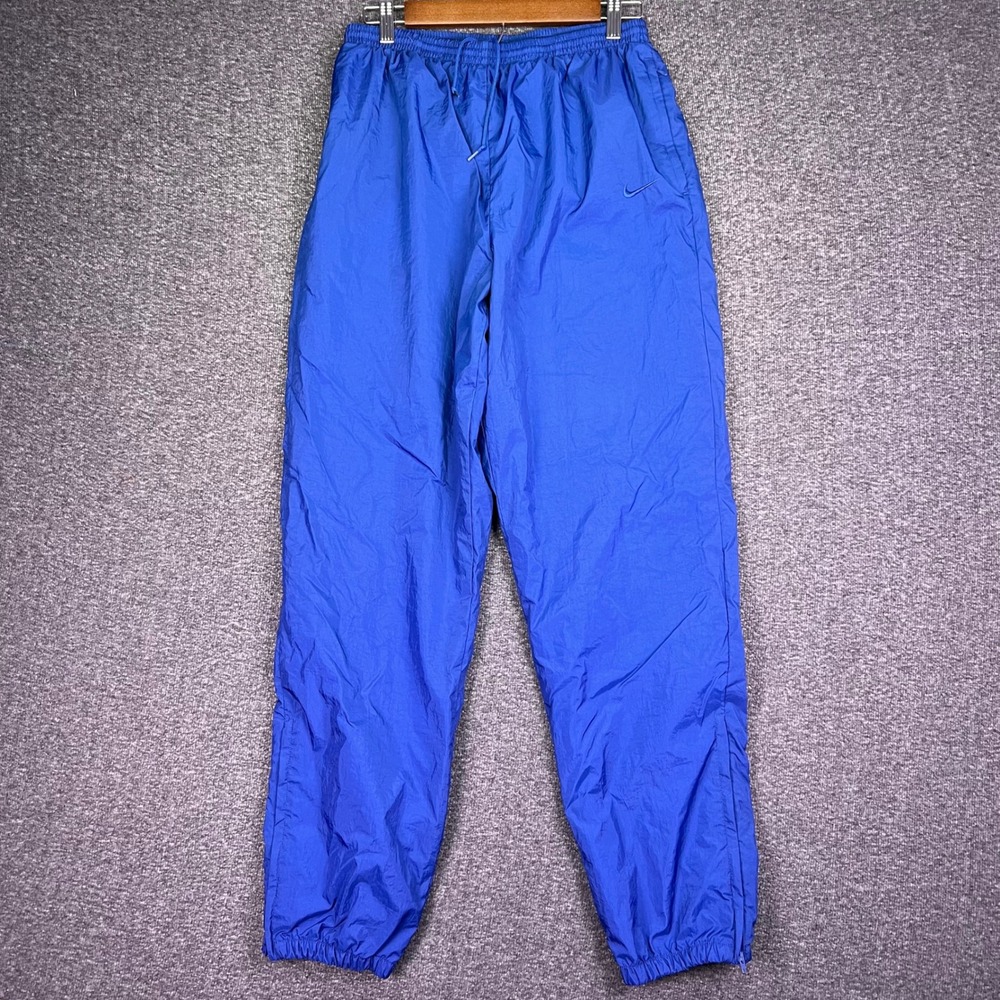 VTG 90s Nike Track Pants‎ Womens L Blue Nylon Windbreaker Athletic Jogger Retro